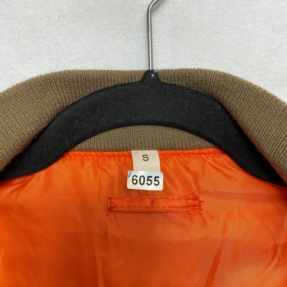 MA-1 Air Force Military Flight Jacket Mens Small Green Full Zip Orange Lining - Picture 8 of 13